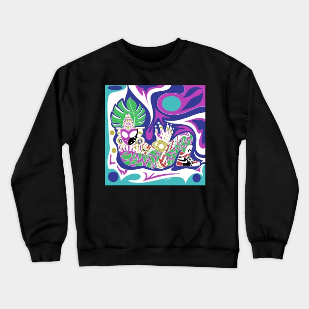 chak mool in ufo style with sports shoes ecopop Crewneck Sweatshirt by jorge_lebeau